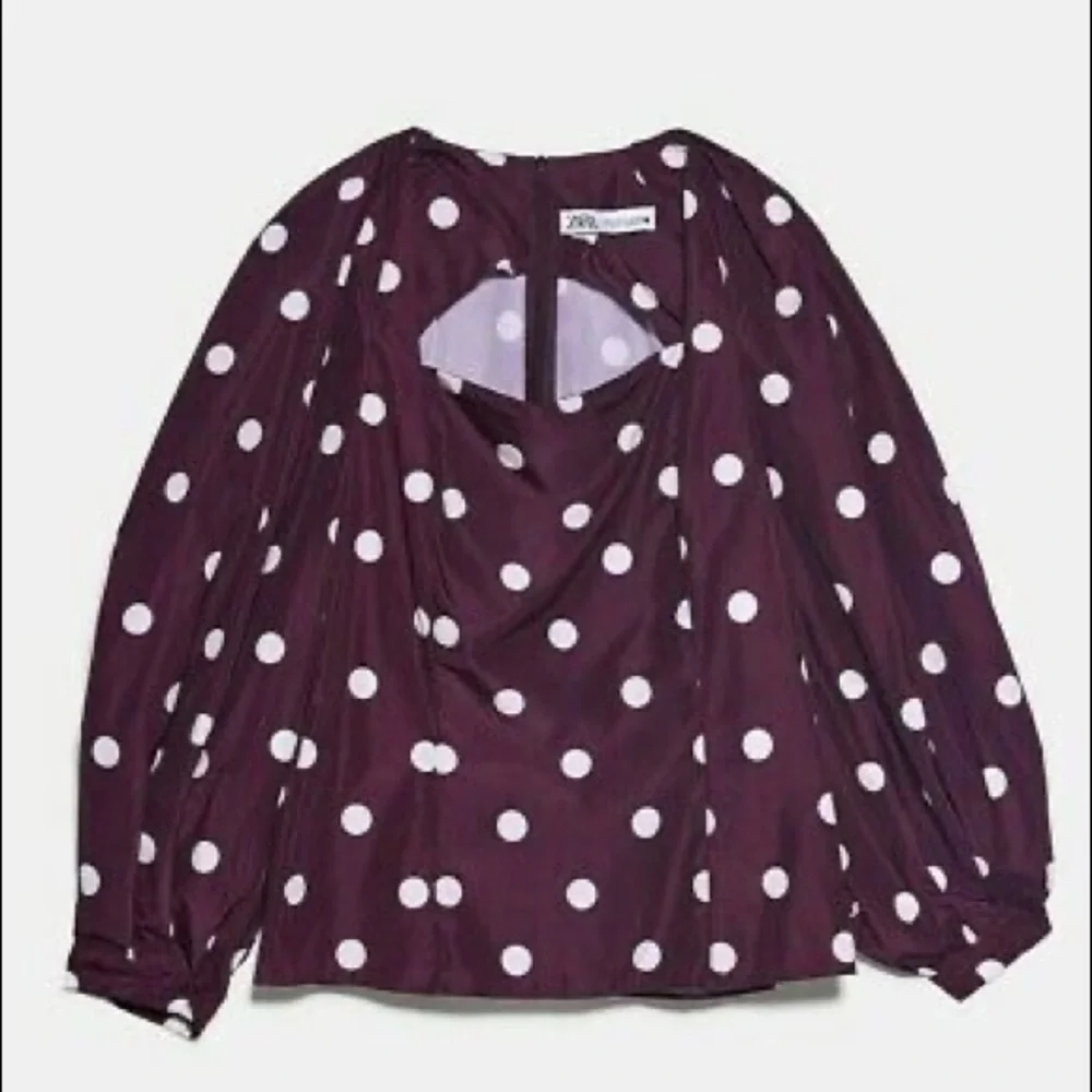 NWT. Zara Polka Dots Taffeta Blouse. Size S.